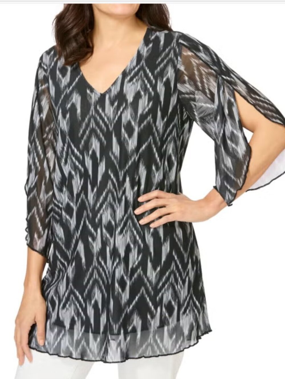 Miracle Mesh Tulip 3/4 Sleeve Tunic - Catherines - NWT